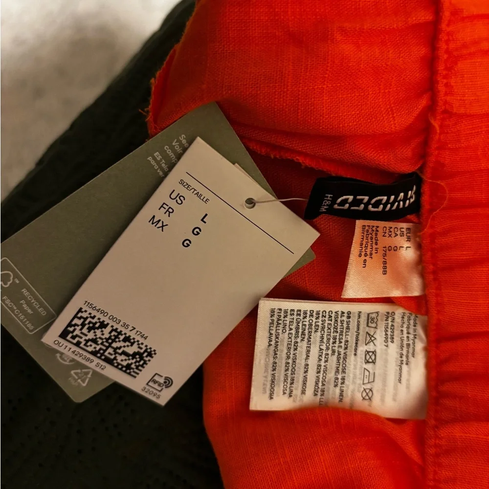 H&M Bright Orange Eco Viscose Linen Trousers - Picture 6 of 7